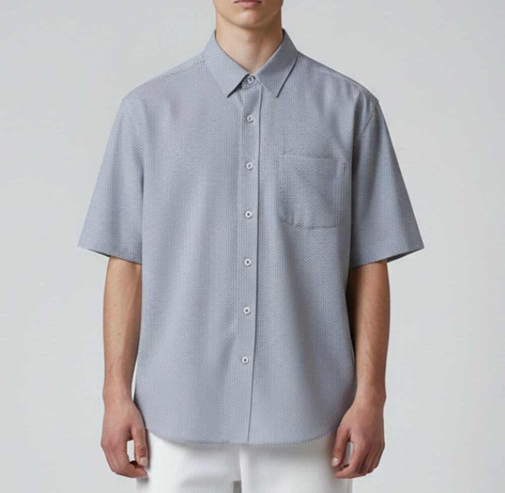 Buttercloth Icy Cotton Polo Men's Button Down Light Blue Large
